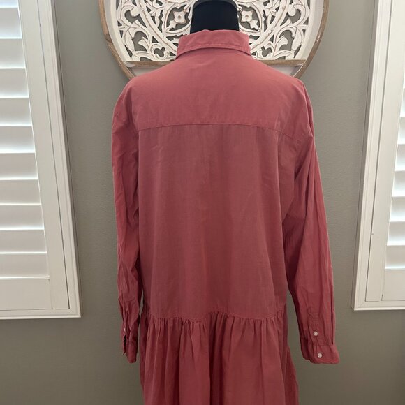 GRAYSON The Changemaker Shirt Dress Button Down Tiered Collar Boho SZ8-10 Pink - Picture 7 of 10
